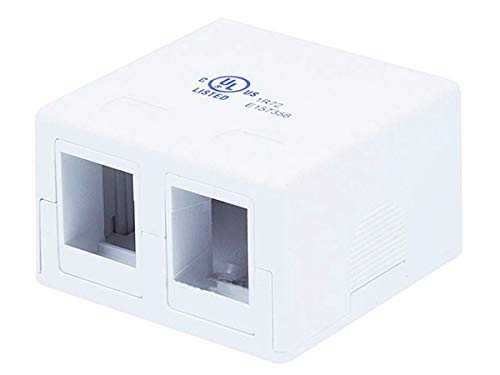 2 Port Keystone Jack Surface Mount Box - UL Listed, White