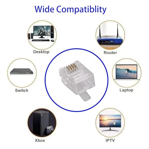 RJ11 6P4C Plug, Telephone Handset Cable Modular Plug Connector Phone Jack Adapter Crimp End Crimper - Image 3