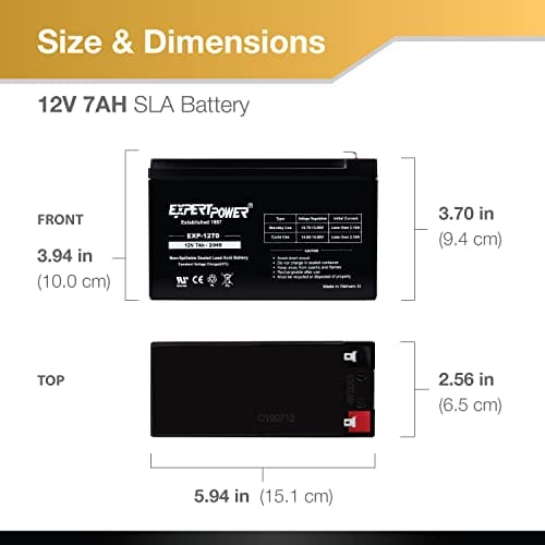 ExpertPower 12v 7ah Rechargeable Sealed Lead Acid Battery - Image 3