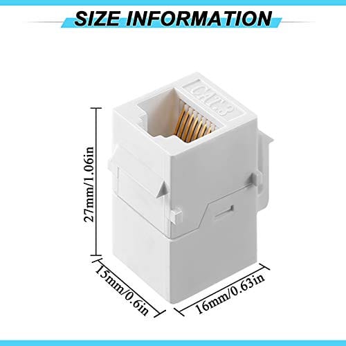 CAT3 Telephone RJ11 6P4C Jack Phone Line Connector Coupler White