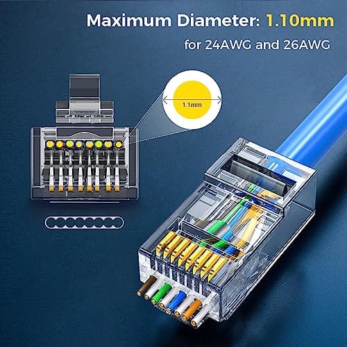 RJ45 Cat6 Pass Through Connector RJ45 Modular Plug