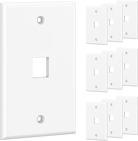 1-Port Keystone Jack Wall Low Profile Face Plate - White