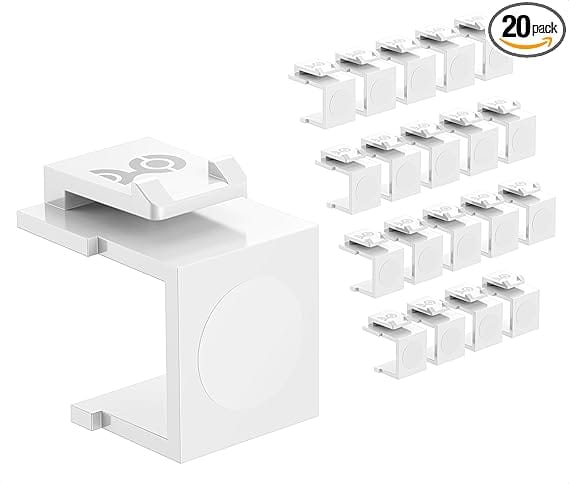White blank keystone jack insert snap‑in for wall plate