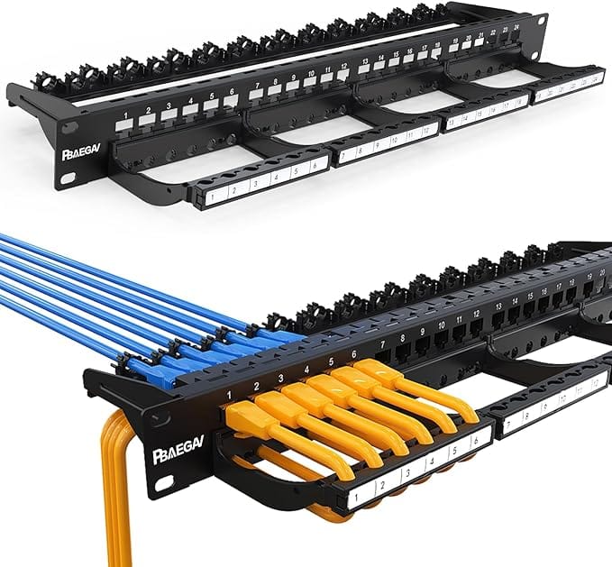 Patch Panel 24 Port Blank Front Cable Rack Smart Cable Management for 19 inch Rack Mount (Blank Patch Panel)