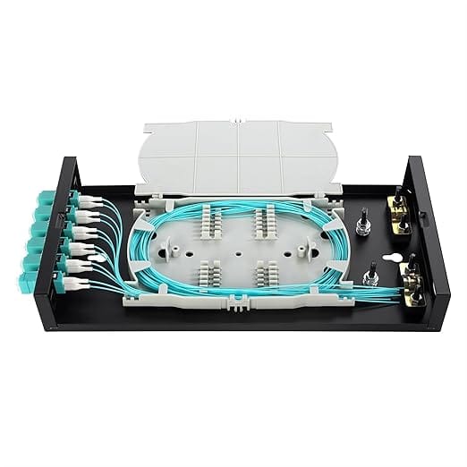 Wallmount Box Fiber Optic Terminal encloure 12 Strand Duplex LC MM OM3 10G pigtials and 6 pcs Duplex Adaptor Loaded