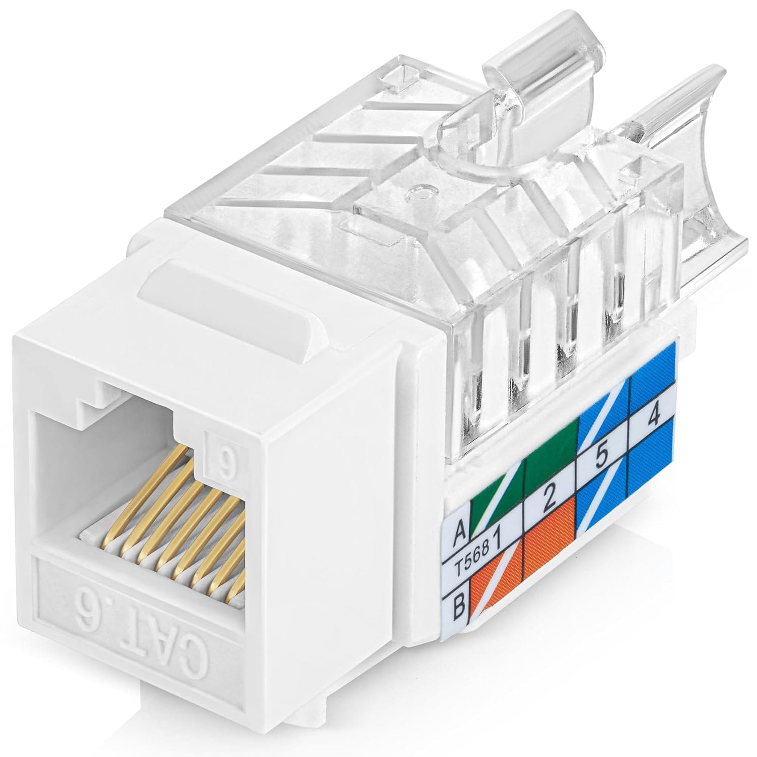 Everest 45° White Angled RJ45 Cat6 Keystone Jack