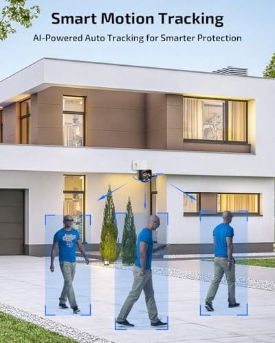 OHWOAI 《2-Way Audio capable, Smart Auto Tracking》4K Outdoor Wired Security Camera System, 360 Degrees Security PTZ IP Cameras, Surveillance Video Equipment, Surveillance DVR Kits - Image 3