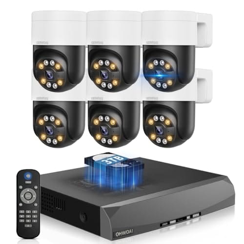 OHWOAI 《2-Way Audio capable, Smart Auto Tracking》4K Outdoor Wired Security Camera System, 360 Degrees Security PTZ IP Cameras, Surveillance Video Equipment, Surveillance DVR Kits - Image 2