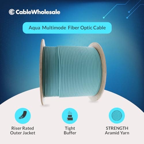CableWholesale 12-Strand Fiber Indoor/Outdoor Fiber Optic Cable, Multimode, 50/125 Micron, OM3, 10 Gbit, White, Riser Rated,