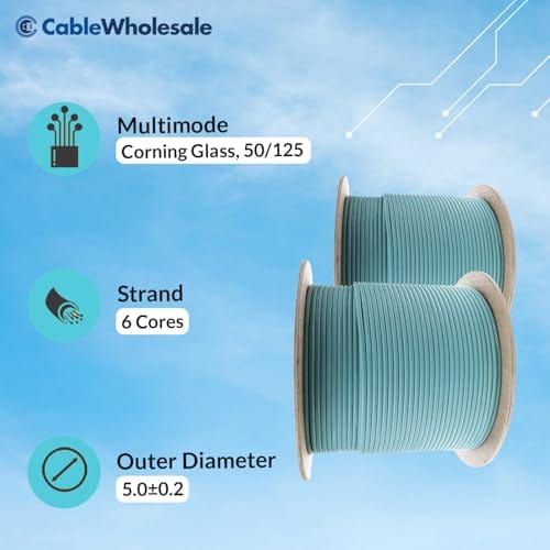 CableWholesale 1000ft Fiber Optic Cable Indoor Distribution 6-Strand Fiber Multimode 50/125 OM3, 10 Gbit, Riser Rated - UL Certified, Spool - Image 5
